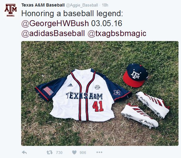 Aggie baseball uniforms honor Bush 41